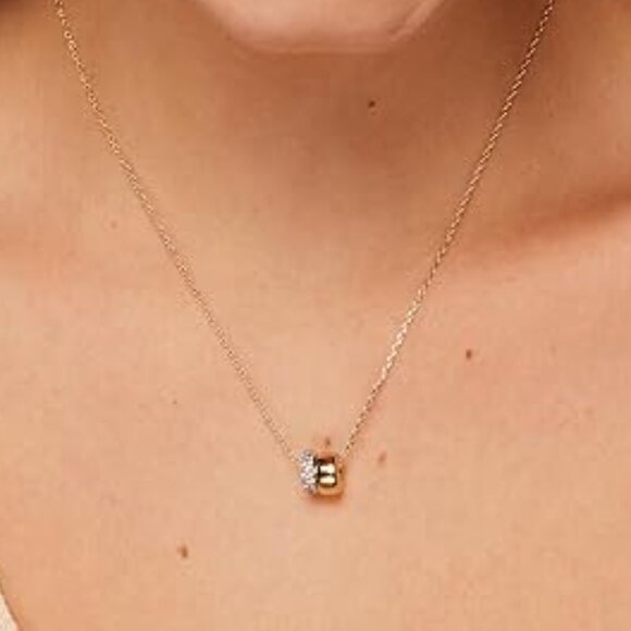 Neiman Marcus 14k Gold Plated CZ Rondelle Necklace - Picture 4 of 5